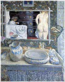 "Spiegel über dem Waschtisch" von Pierre Bonnard (1867-1947)